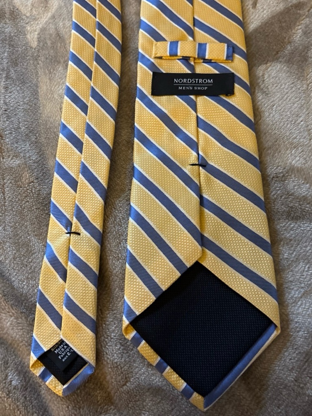 Nordstrom Men’s Yellow and Blue Diagonal Stripe Silk Tie